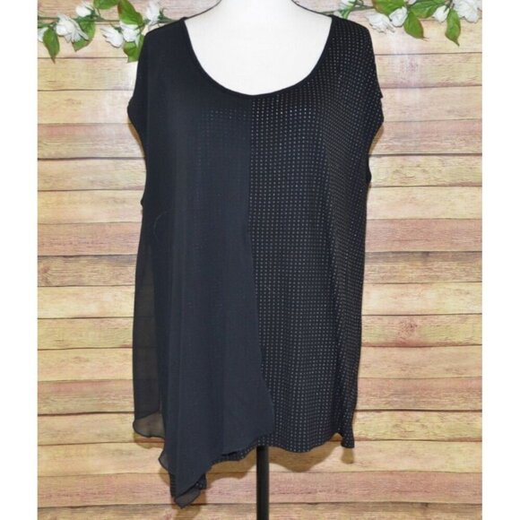 Lane Bryant Black Sleeveless Blouse Top Size 18W 20W Sheer Panel Asymmetrical - Picture 1 of 9